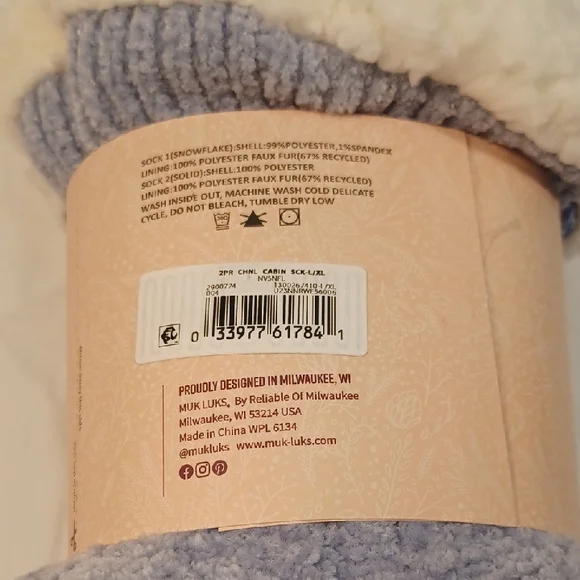 Muk Luks Blue and White Casual Socks for Cozy Comfort - Picture 2 of 5